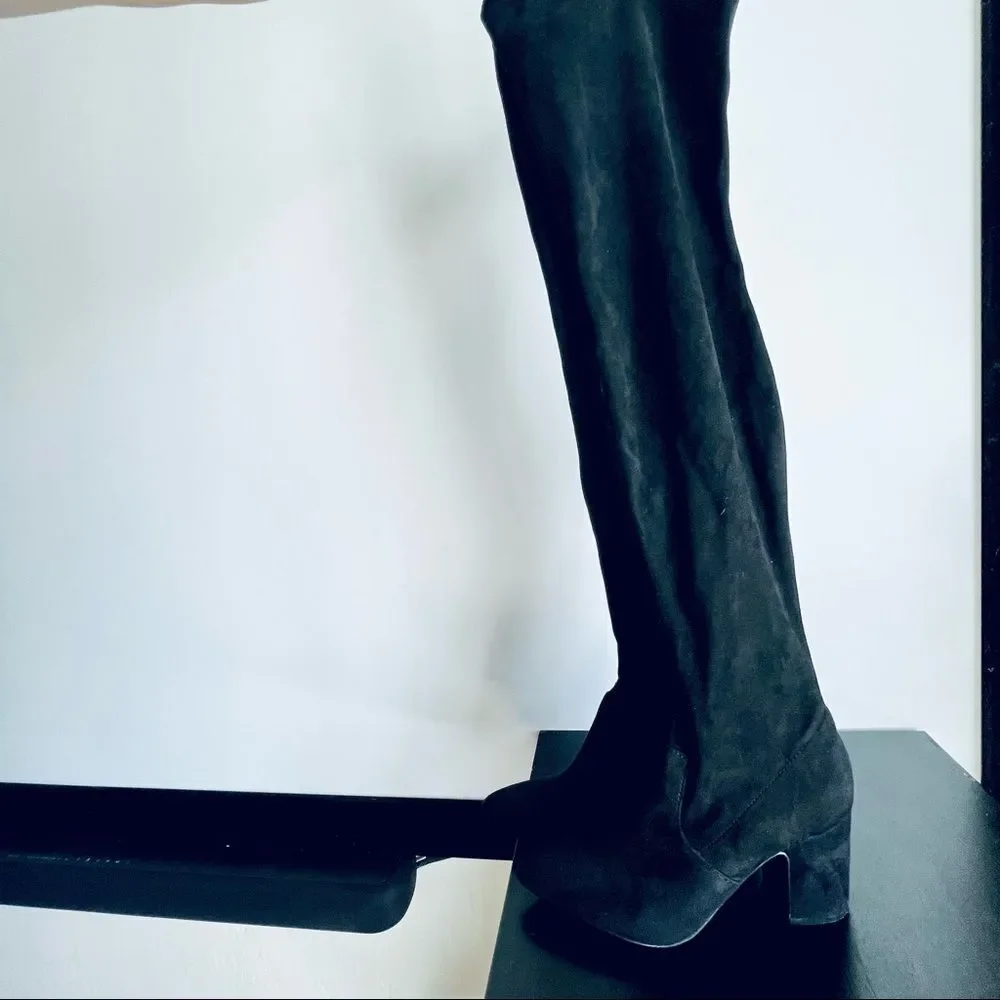 Steve Madden Larah Over The Knee Boots Black Heeled Sock Boot Size 8